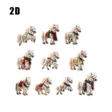 White Horse Wooden Ornaments Set of 10