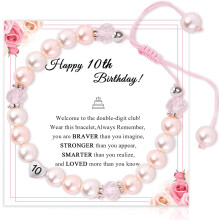 Adjustable Pearl Bracelet with Heartwarming Letter – Birthday Gift for Girls 3-12, Compatible with Daughter, Granddaughter, Niece