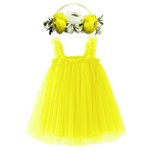 MesaSe Tyl Tutu Kjole til Småbørnspiger i Lagdelt Stil med Regnbuefarver og Prinsesse Tutu Nederdel. Leveres med et Blomsterpandebånd.