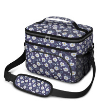 Sac à lunch isotherme à motif floral pour femmes et hommes – Étanche, bandoulière réglable, 25,4 x 17 x 20,3 cm, compatible avec les boîtes