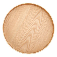 Bandeja redonda de madera para servir, 33 cm.