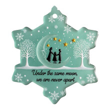 Handmade Sea Glass Snowflake Ornament, Frosted Blue and White Friendship Christmas Decoration for Tree, Window, and Coastal Holiday Home Decor