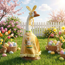 Goose Statue Outfit Yellow Dress & Hat Set for 23in Lawn