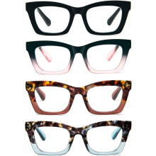 Lunettes de lecture pour femmes, style Oprah, monture carrée surdimensionnée à charnière à ressort, verres anti-lumière bleue