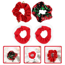 Weihnachtliche Haargummis für Damen, 4er-Pack festliche Stoffhaargummis, Haaraccessoires