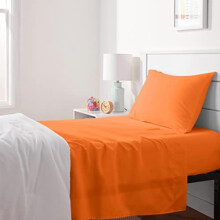 Ensemble de draps 3 pièces pour enfants, en microfibre douce, facile à laver et légère, taille Twin, orange vif, uni