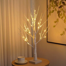 Soilse Sí Maisiúla LED, Soilse Brainse Crann Sreinge, Solas Crann Bonsai Boird le haghaidh Ornáidí Cóisire Baile Laistigh, 60cm bán
