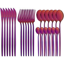 Mirror Purple Flatware Set 18/0 Stainless Steel 24-Piece