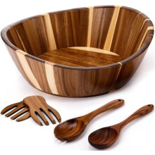 Service Ă salade en bois d'acacia pour 2 personnes (30 cm).