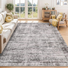 Tapis d'intérieur lavable 120 x 180 cm, style vintage vieilli, couleur taupe, antidérapant et pliable, doux, idéal pour le salon, la chambre ou la