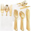 Gold Plastic Silverware and White Napkins 200 pcs 1