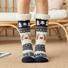 Kerst pluizige sokken voor dames, superzachte warme wintersokken met fleecevoering en antislipzool.
