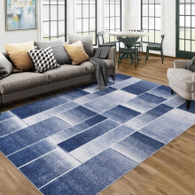 Modern Geometric Patchwork Area Rug 5x7 Large Rugs for Living Room, Soft Throw Carpet Floor Decor for Entryway Dining Room Office Nursery Blue