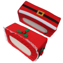Red Christmas Tissue Box Cover – Fabric Decorative Case