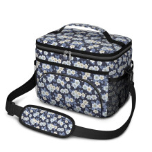 Sac à lunch isotherme à motif floral pour femmes et hommes – Étanche, bandoulière réglable, 25,4 x 17 x 20,3 cm, compatible avec les boîtes