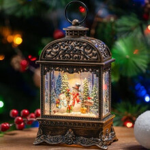 Christmas Snow Globes, Snowman Water Lantern, 8 Christmas Music, USB Powered & Battery, Holiday Decorations Gifts for Family Children or Friends