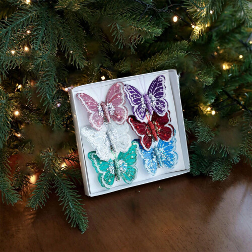 Glitter Butterfly Clips 6-Piece