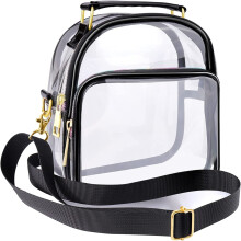 Bolso cruzado transparente homologado para estadios, bolso transparente para conciertos y deportes para mujeres/hombres (negro) – Compatible con