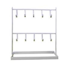 Soporte para pendientes y collares de 2 niveles, expositor de joyas y pulseras, estante con ganchos, soporte para exhibición de joyas de 2 niveles,