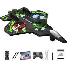 Drone RC Jet2026 Sky Riders com giros de 360, luzes LED, caça acrobático de 2,4 GHz – Verde, 1 bateria