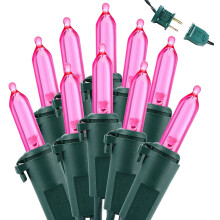 Pink 100-LED Christmas Lights 33ft UL Certified