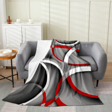 Circle Fleece Throw Blanket 50 x 60 in Grey Black Red Swirl
