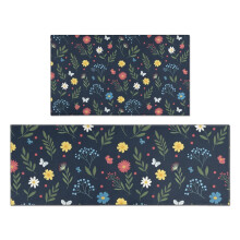 Juego de 2 alfombras de cocina florales – Antifatiga, antideslizantes,