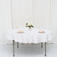 White Round Polyester Tablecloth 70 in