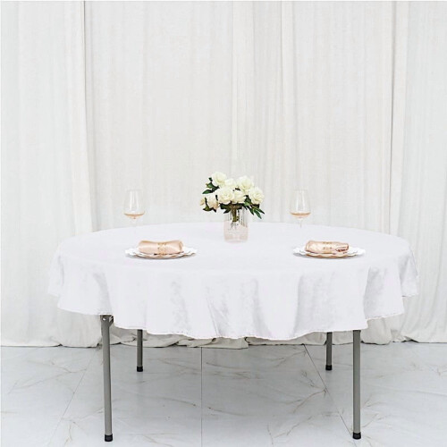 White Round Polyester Tablecloth 70 in