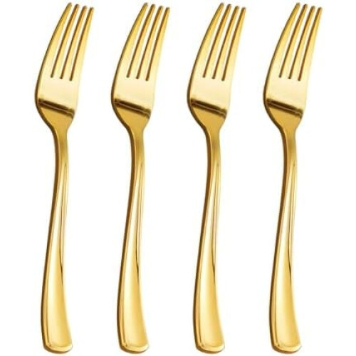 Furci din plastic auriu, rezistente, 19 cm, pachet de 300