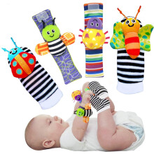 Foot Finder Socks & Wrist Rattles for Babies 0-12M – Brain Development Toys, Hand & Foot Rattles, Compatible with Infant Play