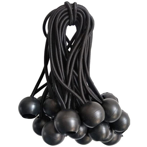 Κορδόνια Bungee Ball20 πακέτα, μαύρα κορδόνια δεσίματος 5 ιντσών για μουσαμά, στέγαστρο,