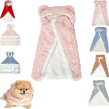 Couverture-capuche pour animaux avec capuche ours – Polyester doux, petite