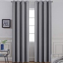 Blackout Curtains 52"W x 84"L Grey, 2 Panels, Polyester