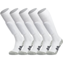 Knee High Soccer Socks Team Sport Cushion Socks for Boys Girls Men Women [5-Pair White,L]