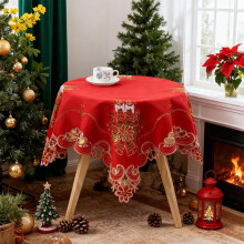 Rood kersttafelkleed met gouden poinsettia-borduurwerk31
