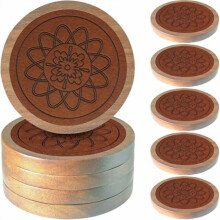 Conjunto de 5 porta-copos de madeira de 10,9 cm (4,3 pol.) na cor marrom.