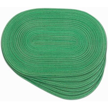 Set van 6 ovale gevlochten placemats, 30 x 45 cm, antislip, wasbaar, hittebestendig, groene glans – geschikt voor ronde en rechthoekige tafels