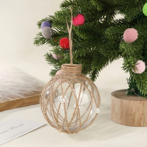 Clear Plastic Christmas Ball Ornaments with Rope