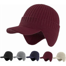 Cozy Wool Beanie with Brim and Fleece Ear Flaps