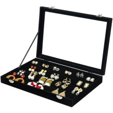 Necklace Box with Clear Lid and Velvet Tray