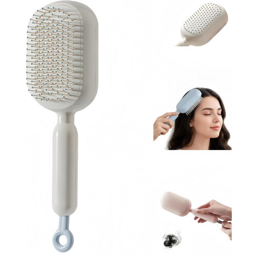 Retractable Cushion Massage Comb White 1pc