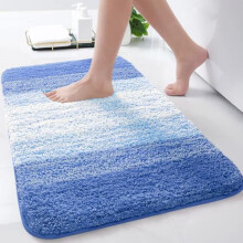 Tapis de bain en microfibre à poils longs, antidérapant, absorbant et lavable en machine, 61 x 41 cm, bleu roi clair, rectangulaire