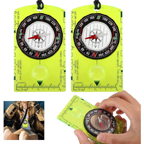 2-Piece Orienteering Compass for Hiking and Map Reading