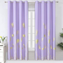 Lilac blackout curtains 52x72 inch gold palm pattern 2