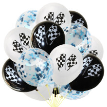 Ensemble de 15 ballons à paillettes en forme de drapeau de course, décorations réutilisables.