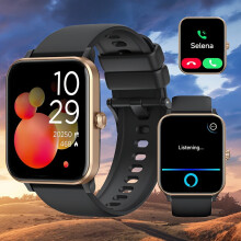 Slim sporthorloge met informatieherinnering, oproep beantwoorden, alarm, weerbericht en vierkant HD-scherm – compatibel met iPhone/Android
