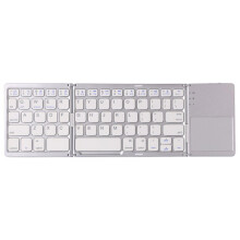 Tastiera Bluetooth a tre ante con touchpad, ricaricabile e portatile per laptop, tablet, PC, smartphone – Compatibile con iOS/Android/Windows