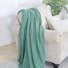 Throw Blanket Textured Solid Soft Sofa Throw Couch Cover Knitted Decorative Blanket, 60 inchx80 inch Dark Cyan