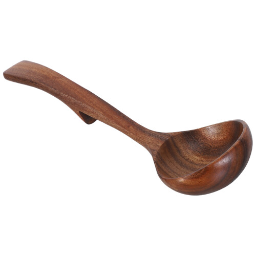 5Pcs Large Wood Soup Ladle Long Handle with Hook Non-Stick Kitchen 1